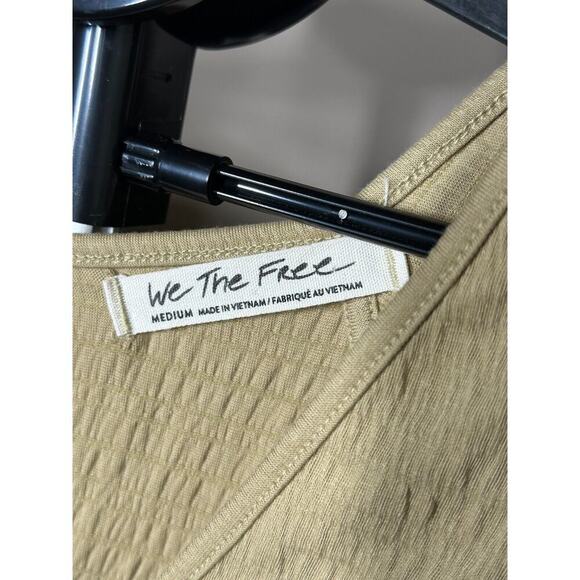 Free People We The Free Ruffle Sleeve Top Shirt Brown Medium - Picture 3 of 7